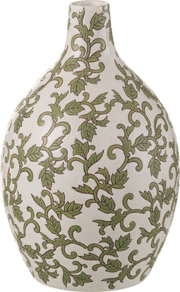 J-Line vaas Yezi Rond - porselein - groen/wit - 33 cm hoog