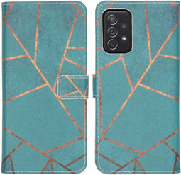 iMoshion Hoesje Geschikt voor Samsung Galaxy A72 Hoesje Met Pasjeshouder - iMoshion Design Softcase Bookcase - Meerkleurig / Blue Graphic