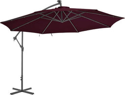 vidaXL - Zweefparasol - met - LED-verlichting - 350 - cm - bordeauxrood