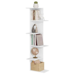 Woltu Boekenkast Hoekmodel 6 Vakken - Wit Melaminehout - 37x37x140 cm