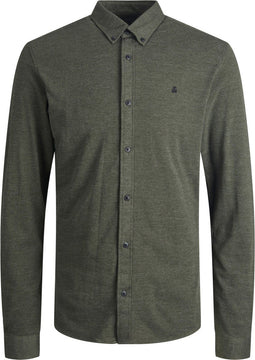 JACK&JONES JJPIQUE MELANGE LOGO SHIRT L/S - Casual overhemd - Slim fit - M