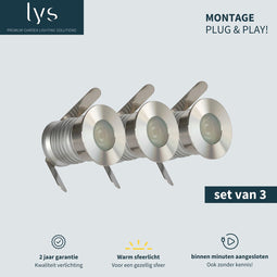 Olan Grondspots Complete Set - Tuinverlichting -''Buitenverlichting zonder gedoe''- 3 Aluminium/RVS Spots - Binnen minuten aangesloten - Milieuvriendelijk Alternatief voor Zonne-energie Tuinverlichting