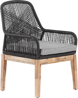 OLBIA - Tuinset voor 6 stoelen - Grijs/Zwart - Vezelcement