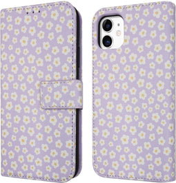iMoshion Hoesje Geschikt voor iPhone 11 Hoesje Met Pasjeshouder - iMoshion Design Bookcase smartphone - Paars / White Daisy