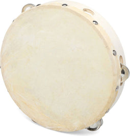 Atosa Tamboerijn trommel met bekkens - hout - 22 cm - muziek instrumenten - voor kinderen/volwassenen