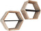 Wandschap hexagon set van 2 Teakhout - verweerd | Meubelplaats