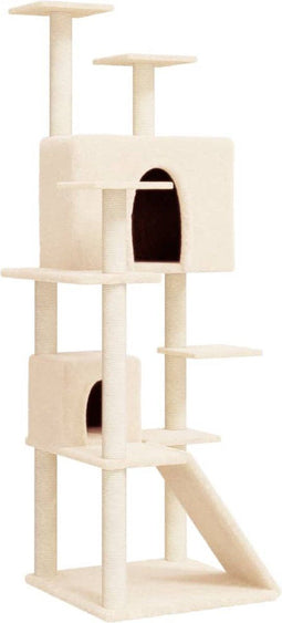 vidaXL - Kattenmeubel - met - sisal - krabpalen - 153 - cm - crèmekleurig