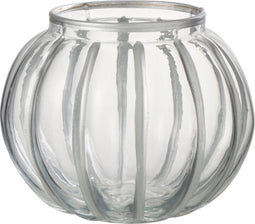 J-Line windlicht Bol Streep - glas - transparant/zilver - small - 4 stuks