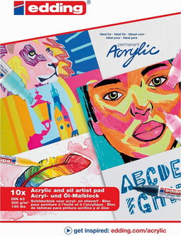 Olie-acrylblok edding 30010 a3 10 vel 300gr wit | 15 stuks