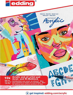 Olie-acrylblok edding 30010 a4 10 vel 300gr wit | 15 stuks