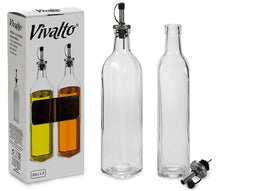 Olie- En Azijnfles 500 Ml Glas/rvs Transparant 2 Stuks