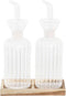 Olie en azijnset DKD Home Decor 250 ml 14 x 7,5 x 21 cm Natuurlijk Transparant Acacia Borosilicaatglas