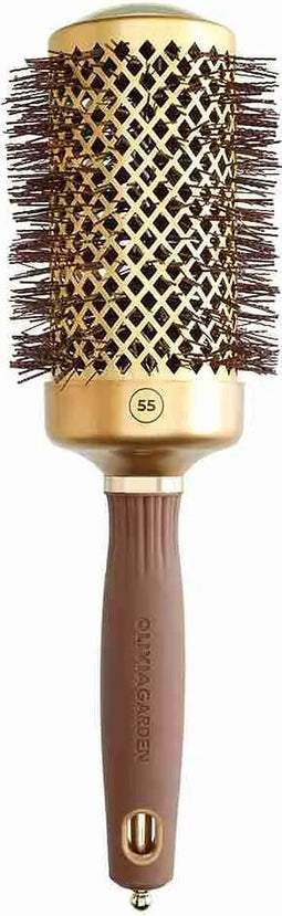 Olivia Garden Expert Blowout Shine Borstel Wavy Bristles Gold&Brown Brush Ø55mm
