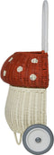 Olli Ella - Rotan Mushroom Luggy - Red / White - Mandje Op Wielen