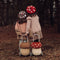 Olli Ella - Rotan Mushroom Luggy - Red / White - Mandje Op Wielen