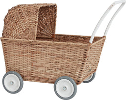 Olli Ella - Rotan Strolley Natural - Kinderwagen - Poppenwagen - Buggy - Wandelwagen - Trolley
