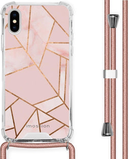 iMoshion Hoesje Geschikt voor iPhone Xs / X Hoesje Met Koord - iMoshion Design Hoesje met Koord - Goud / Roze / Pink Graphic