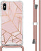 iMoshion Hoesje Geschikt voor iPhone Xs / X Hoesje Met Koord - iMoshion Design Hoesje met Koord - Goud / Roze / Pink Graphic