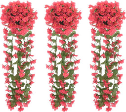 Kerstslingers met bloemen 3 st 85 cm rozé