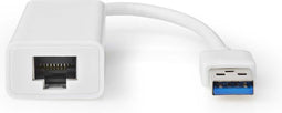 USB-A Adapter - USB 3.2 Gen 1 - USB-A Male - RJ45 Female - 1 Gbps - 0.20 m - Rond - Verguld / Vernikkeld - PVC - Wit - Polybag