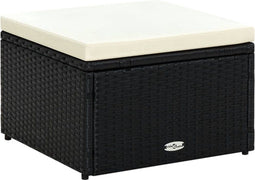 vidaXL - Voetenbank/poef - zwart - 53x53x30 - cm - poly - rattan