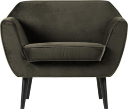 WOOOD Rocco Fauteuil - Velvet - Warm Groen - 75x92x81