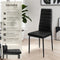 tectake® Set van 6 eetkamerstoelen - Kunstleren stoelen met hoge rugleuning - Minimalistisch design - Zwart (set van 6)