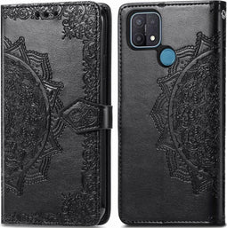 iMoshion Hoesje Geschikt voor Oppo A15 Hoesje Met Pasjeshouder - iMoshion Mandala Bookcase - Zwart