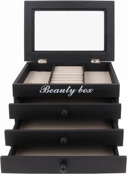 Niceey Sieradendoos - Sieradendozen - Sieradenhouder - Sieraden Opbergers - Juwelendoos - Sieraden doosje Meisje - Doos - Organizer - Meisjes/Dames - Zwart