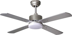 Plafondventilator met DC-motor en geïntegreerd 20W led-licht (3000K, 4000K, 6500K) Nikkelkleur met 4 bladen (zilver/beuken)