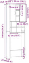 vidaXL - Wasmachinekast - 64x25,5x190 - cm - zwart - eikenkleur