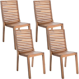 OMBRIANO - Tuinstoel set van 4 - Lichte houtkleur - Acaciahout