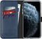 Selencia iPhone 11 Pro Max - Echt Lederen Bookcase - 3 Pashouders - Blauw