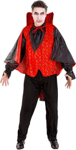 dressforfun - Herenkostuum graaf Dracula L - Blouson met verhoogde kraag en cape - zwart