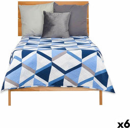 Omkeerbare sprei 180 x 260 cm Blauw Wit (6 Stuks)