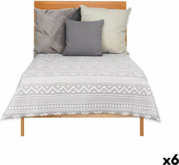 Omkeerbare sprei 180 x 260 cm Etnisch Wit Grijs (6 Stuks)
