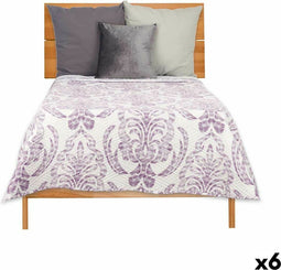 Omkeerbare sprei 180 x 260 cm Wit Paars (6 Stuks)