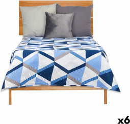 Omkeerbare sprei 240 x 260 cm Blauw Wit (6 Stuks)