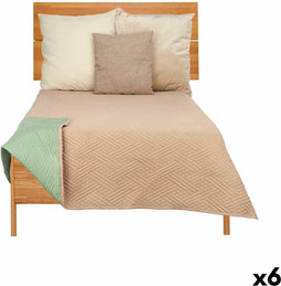 Omkeerbare sprei 240 x 260 cm Groen Beige (6 Stuks)