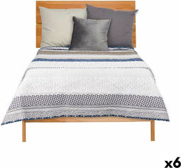 Omkeerbare sprei 240 x 260 cm Zeshoekig Blauw Wit Grijs (6 Stuks)