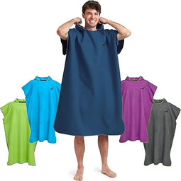 Omkleed Poncho Microvezel met Capuchon – Perfect voor Strand en Zwembad