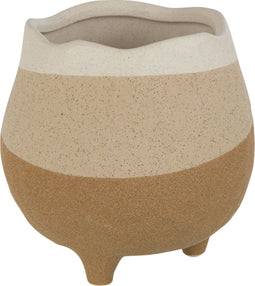 J-Line bloempot Op Voet - keramiek - beige/lichtbruin - medium - Ø 16 cm