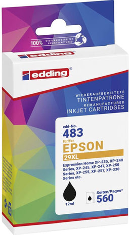 Edding EDD-483 - Inktcartridge compatibel met Epson T2991 - Zwart