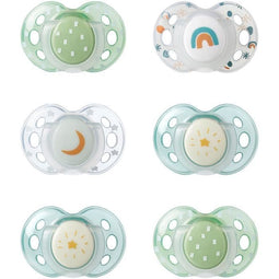 Nachtfopspeen - TOMMEE TIPPEE - 18-36 maanden - Set van 6 fosforescerende fopspenen met herbruikb...