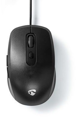 Nedis MSWD110BK - Bekabelde muis - 6 knoppen - 3600dpi - Zwart