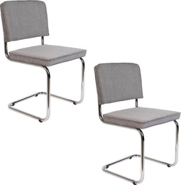 Zuiver Ridge Rib Eetkamerstoelen Lichtgrijs - Set van 2