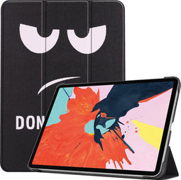 iMoshion Tablet Hoes Geschikt voor iPad Air 4 (2020) /iPad Air 11 inch (2024) M2 / iPad Air 5 (2022) - iMoshion Design Trifold Bookcase - Zwart /Don't touch