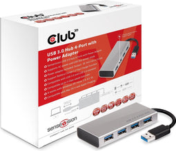 Club3D CSV-1431 - USB 3.2 Gen 1-hub 4 poorten - Aluminium behuizing met snellaadpoort - Aluminium (geborsteld)