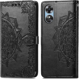 iMoshion Hoesje Geschikt voor Oppo A17 Hoesje Met Pasjeshouder - iMoshion Mandala Bookcase - Zwart