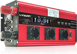 Omvormer - 12V - 230V - 3000W - LCD Display - 4 USB Poorten